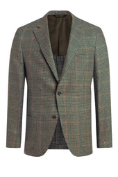 Green Wool, Linen and Silk Houndstooth Jacket