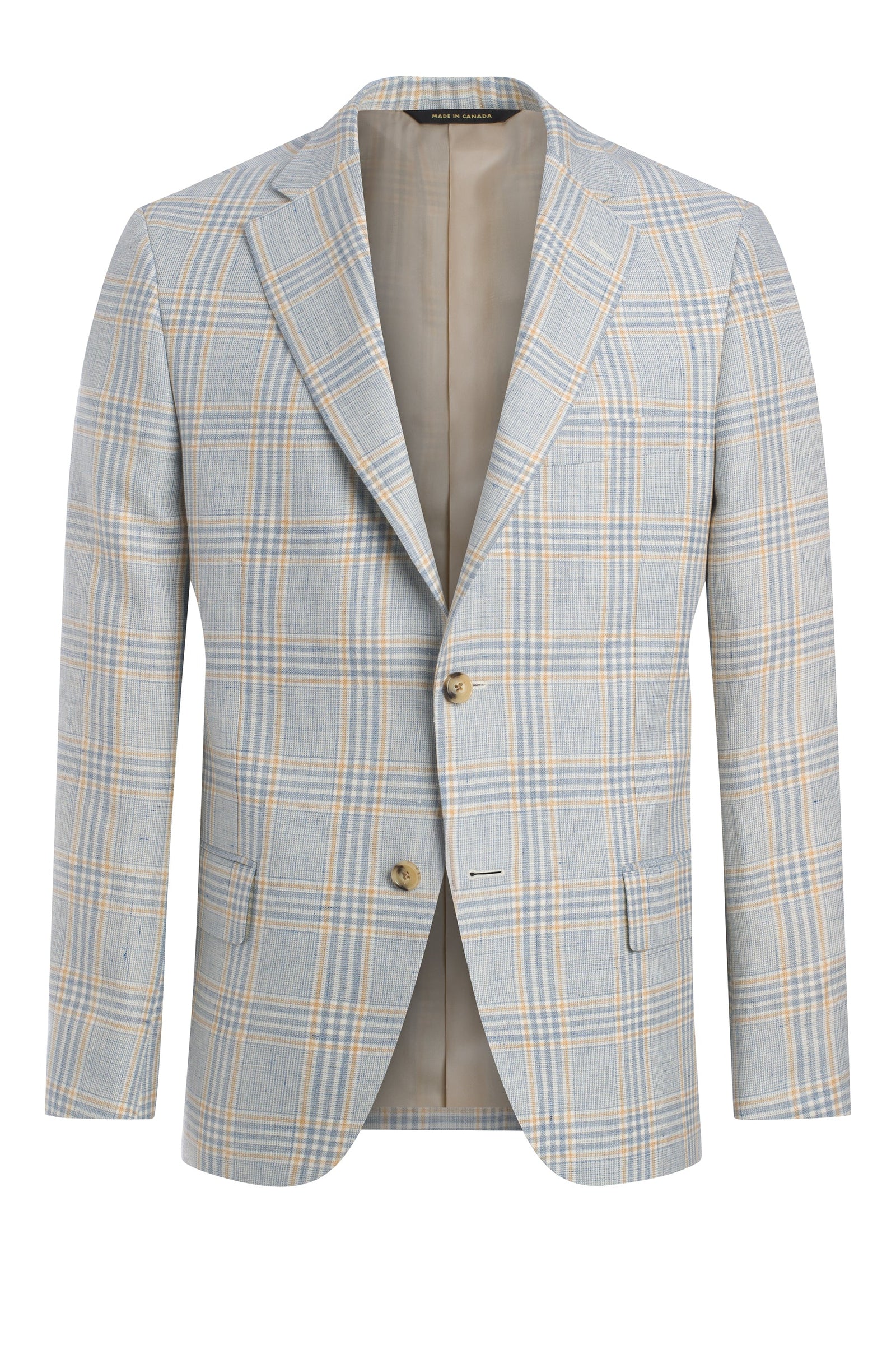 Light Linen Wool Glen Plaid Jacket