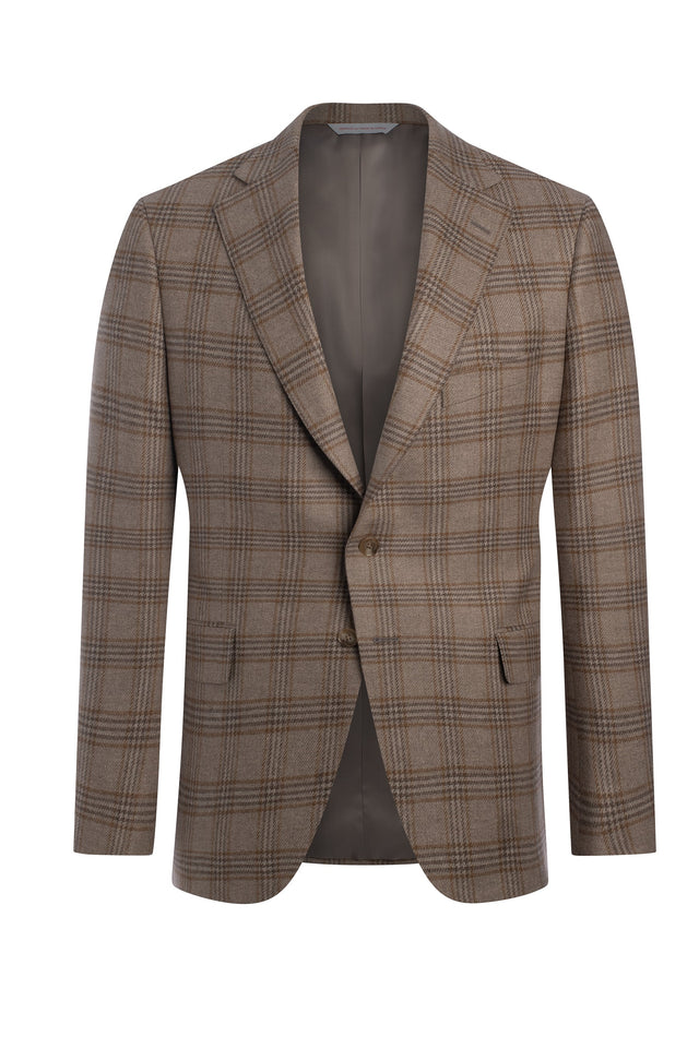 Tan Wool and Cashmere Plaid Jacket