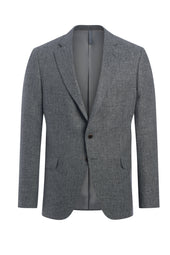 Grey Wool Silk And Linen Textured Jacket