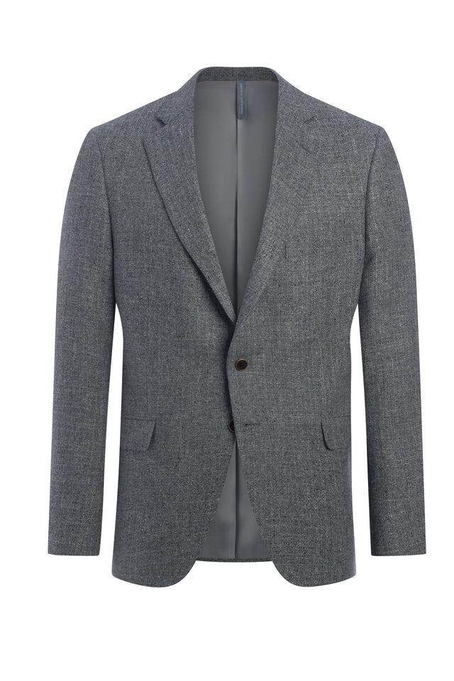 Grey, Wool, Silk and Linen Textured Jacket