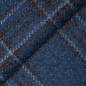 Blue Wool Silk And Linen Textured Plaid Jacket