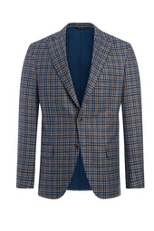 Light Wool Silk Linen Flannel Check Jacket