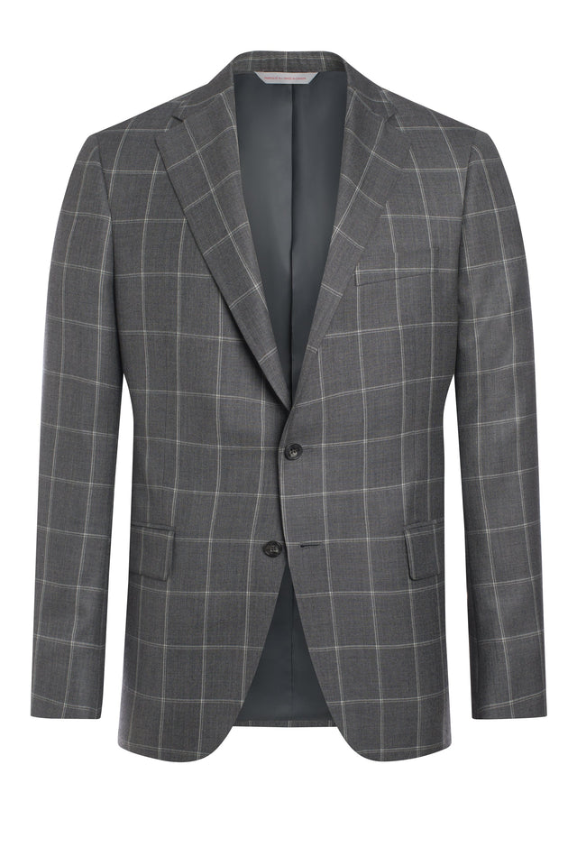 Grey Cashmere Windowpane Jacket