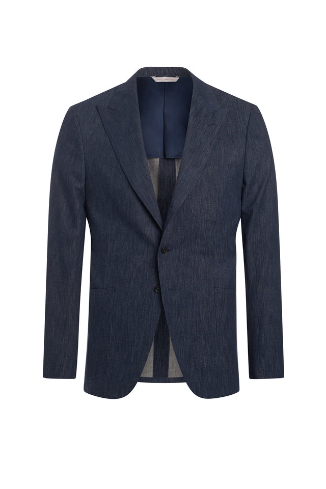 Midnight Blue Brushstroke Cotton Cashmere Jacket