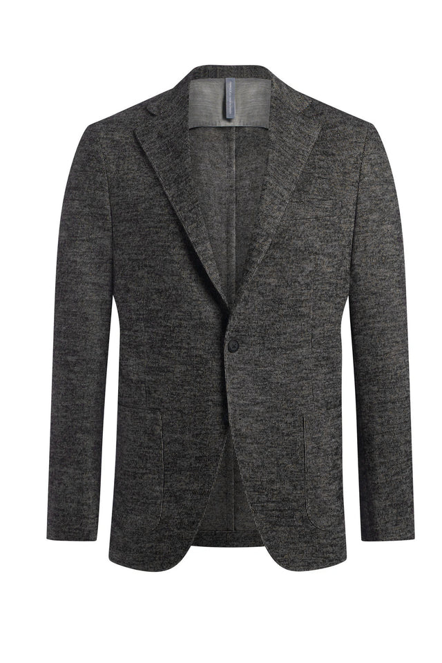 Grey Mouline Micro Stripe Knit Jacket