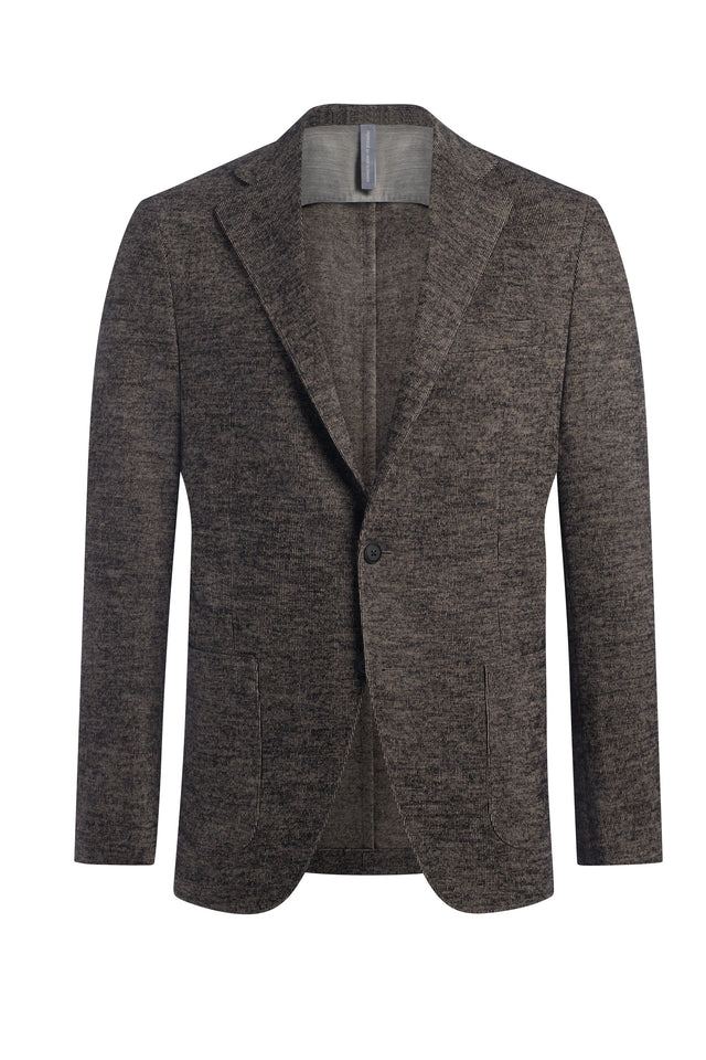 Tan Mouline Micro Stripe Knit Jacket