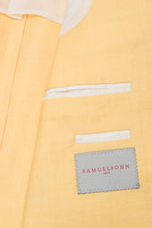 Yellow Wool, Silk and Linen Textured Mélange Jacket