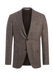 Brown Wool Blend Carded Plaid Jacket