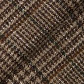 Brown Cotton, Wool and Linen Blend Plaid Jacket