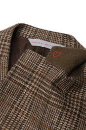 Brown Wool Blend Carded Plaid Jacket