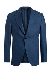 Blue Cashmere Blend Twill Jacket