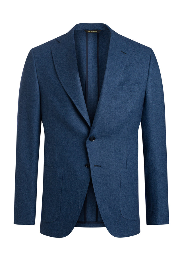 Blue Cashmere Blend Twill Jacket