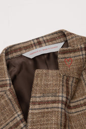 Tan Wool, Silk and Cashmere Plaid Jacket