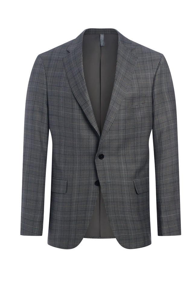 Black and White Super 130's Plaid Jacket