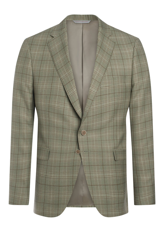 Olive Super 130's Plaid Jacket