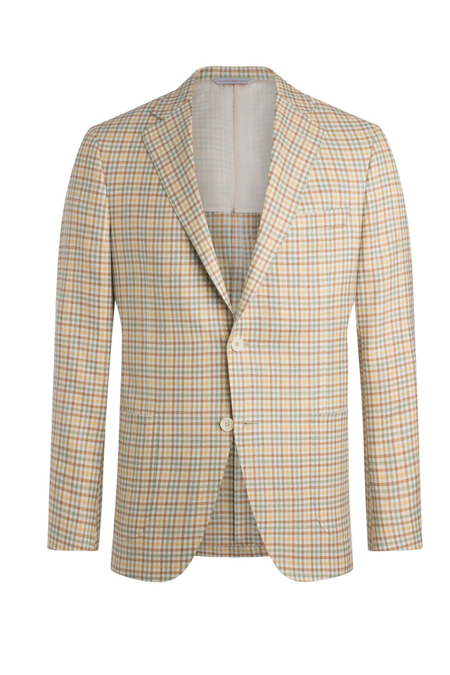 Brown Wool, Silk and Linen Check Jacket