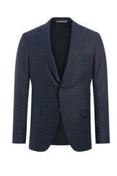 Grey with Brown and Blue 130's Plaid Jacket