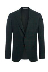 Green Cotton Blend Windowpane Jacket