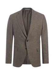 Beige Cotton Blend Houndstooth Jacket