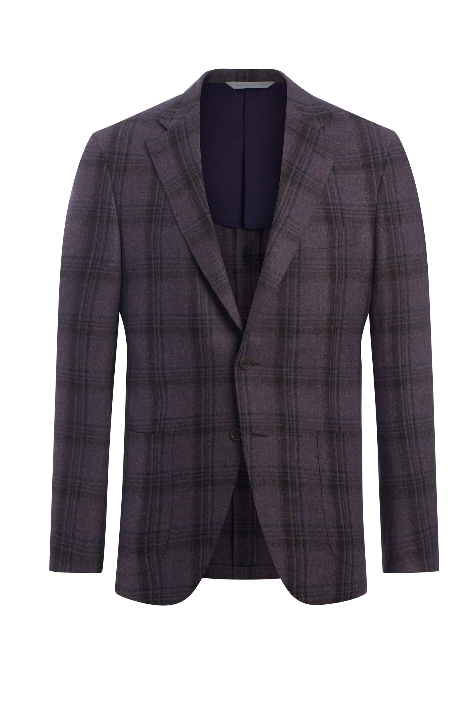Purple Cashmere Blend Plaid Jacket Soft Flannel Finish