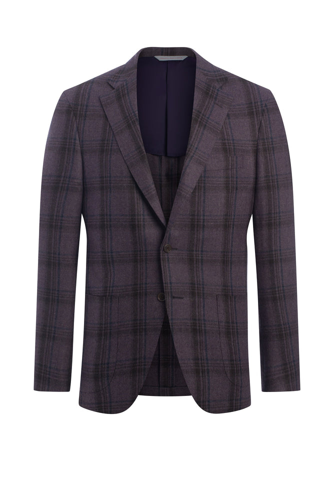 Purple Cashmere-Blend Plaid Jacket – Soft Flannel Finish