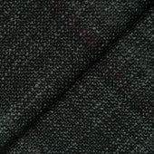 Forest Green Wool, Silk and Cashmere Windowpane Jacket