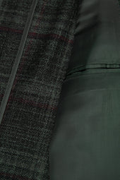 Forest Green Wool, Silk and Cashmere Windowpane Jacket