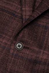 Wine Wool, Silk and Cashmere Windowpane Jacket