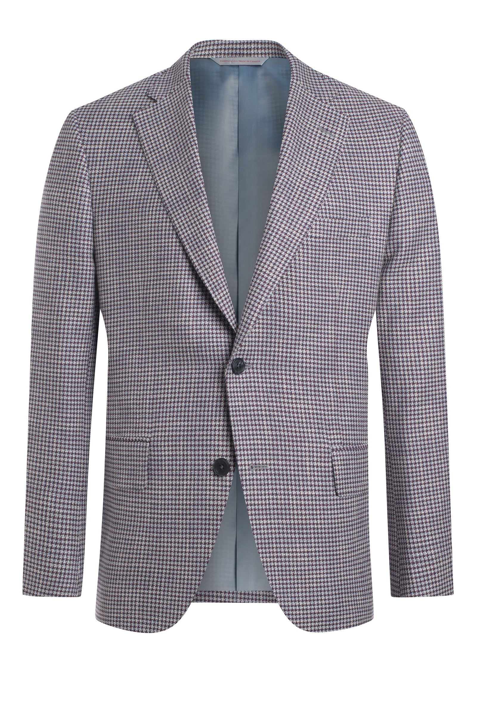 Purple Cotton And Linen Blend Houndstooth Jacket