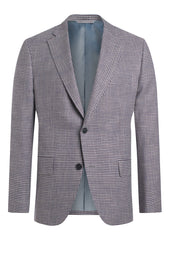Purple Cotton and Linen Blend Houndstooth Jacket