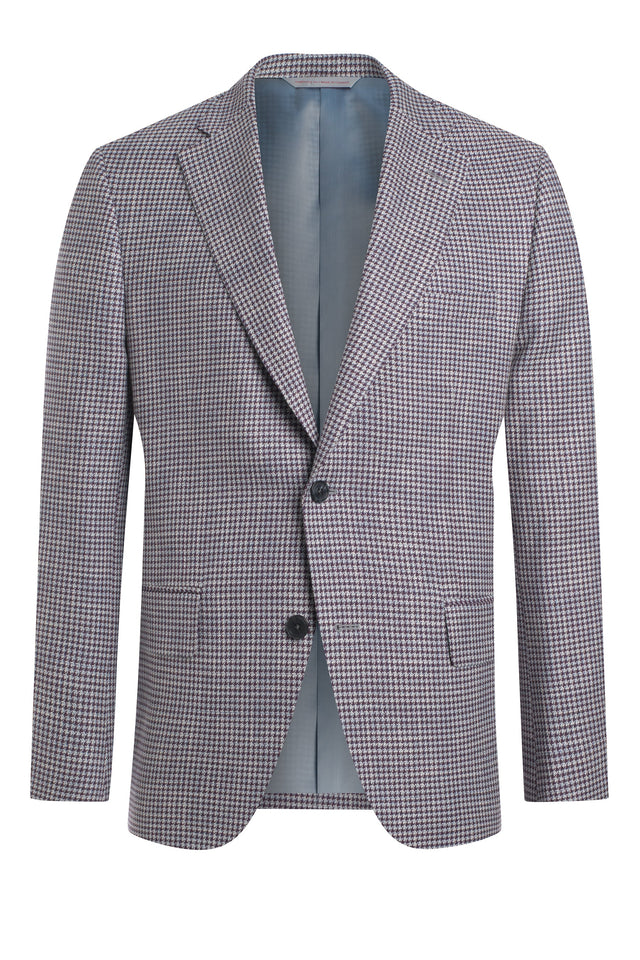 Purple Cotton and Linen Blend Houndstooth Jacket