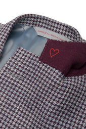 Purple Cotton And Linen Blend Houndstooth Jacket