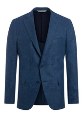 Blue Cotton Blend Check Jacket
