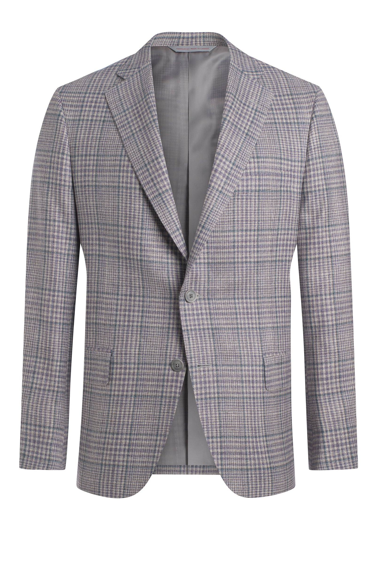 Purple Silk Blend Windowpane Jacket