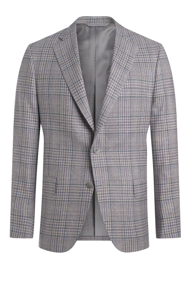 Purple Silk Blend Windowpane Jacket