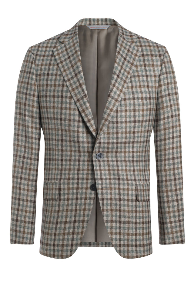 Green Silk Blend Check Jacket