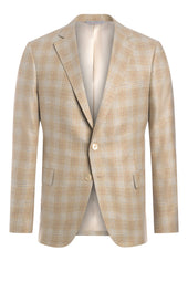 Tan Wool and Silk Plaid Jacket