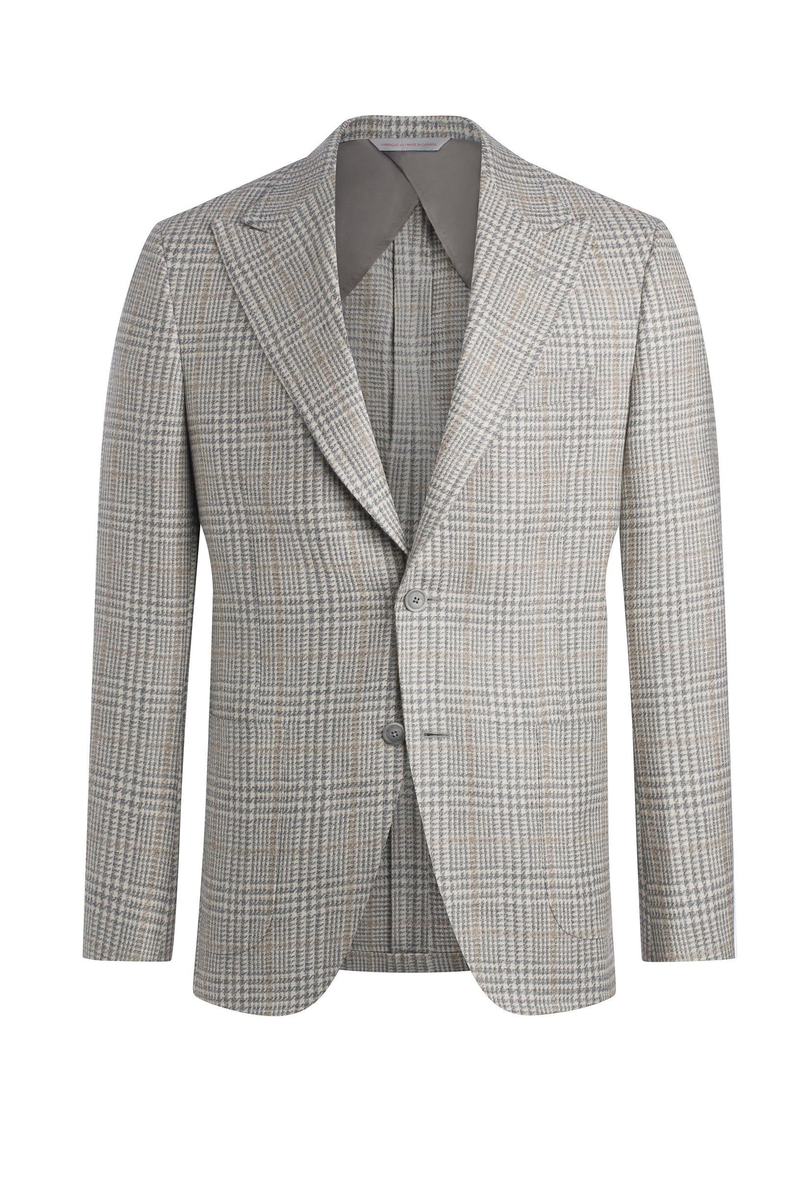Grey Wool Silk And Cashmere Plaid Jacket