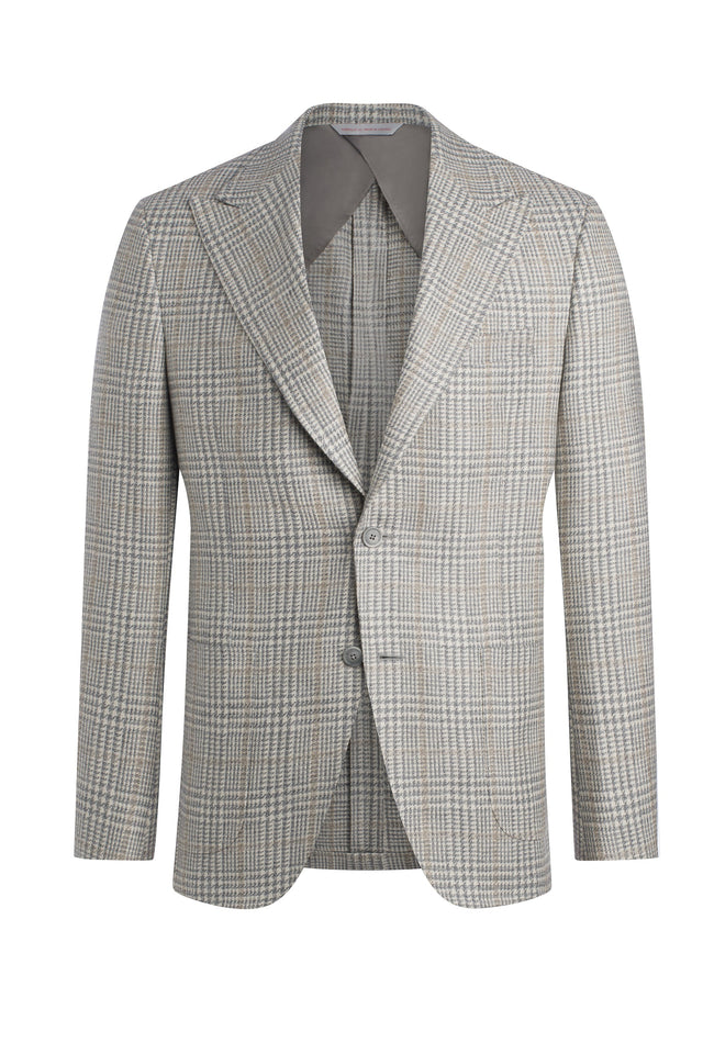 Grey Wool, Silk and Cashmere Plaid Jacket