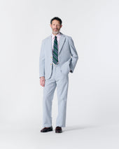 Seersucker Belted Single-Pleat Trousers