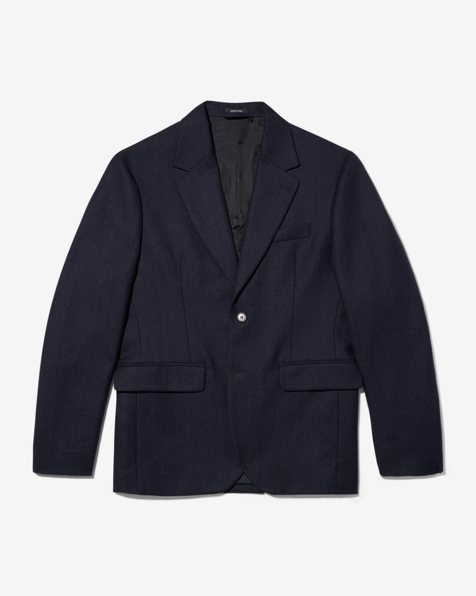 Single Breasted Chalk Stripe Wool Jacket