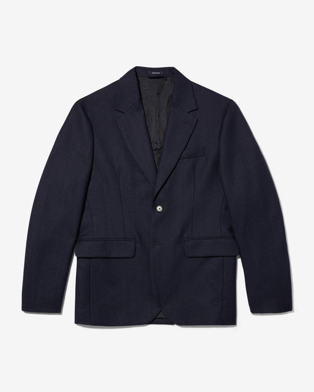 Single Breasted Chalk Stripe Wool Jacket