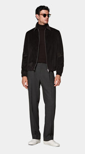 Dark Brown Corduroy Bomber Jacket