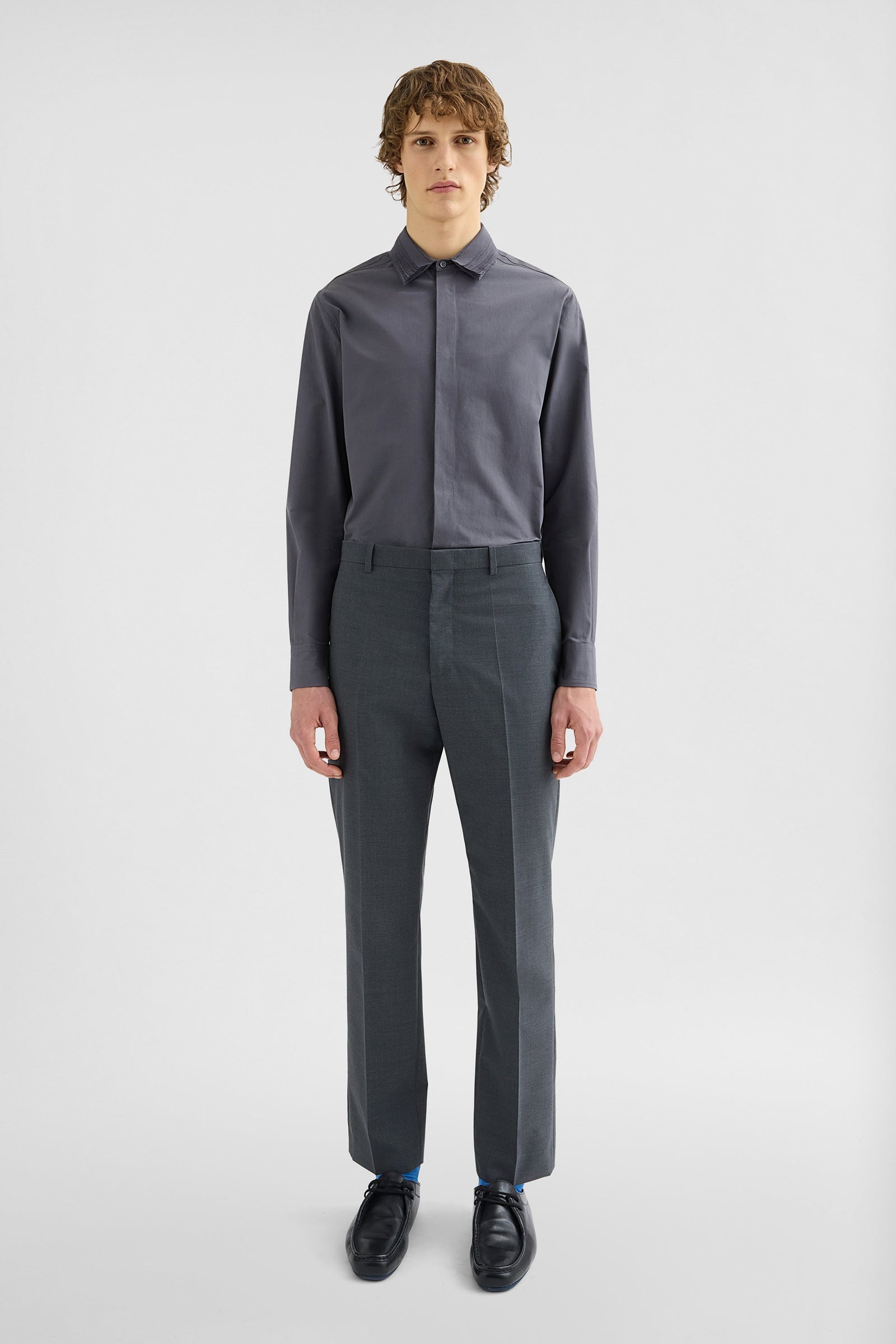 Cotton Shirt With Multi Layered Collar