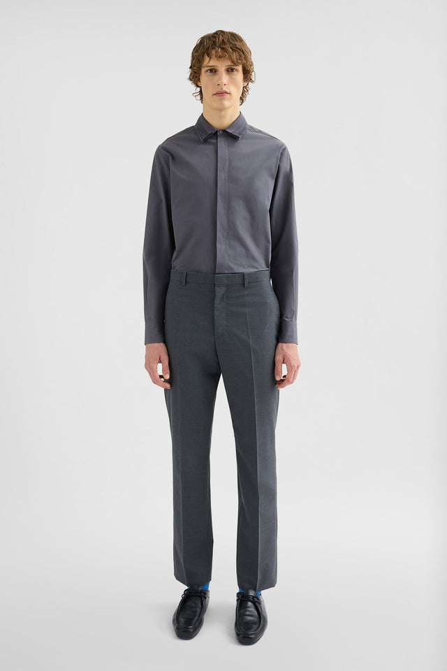 Cotton Shirt with Multi-Layered Collar