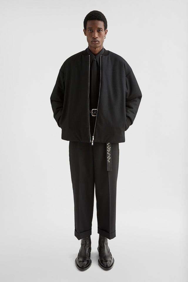 Wool Melton Padded Bomber Jacket