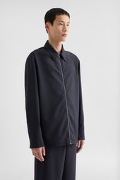 Camicia Con Zip In Popeline Lana