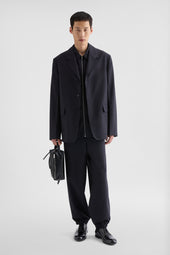 Camicia con zip in popeline lana