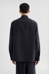 Camicia Con Zip In Popeline Lana